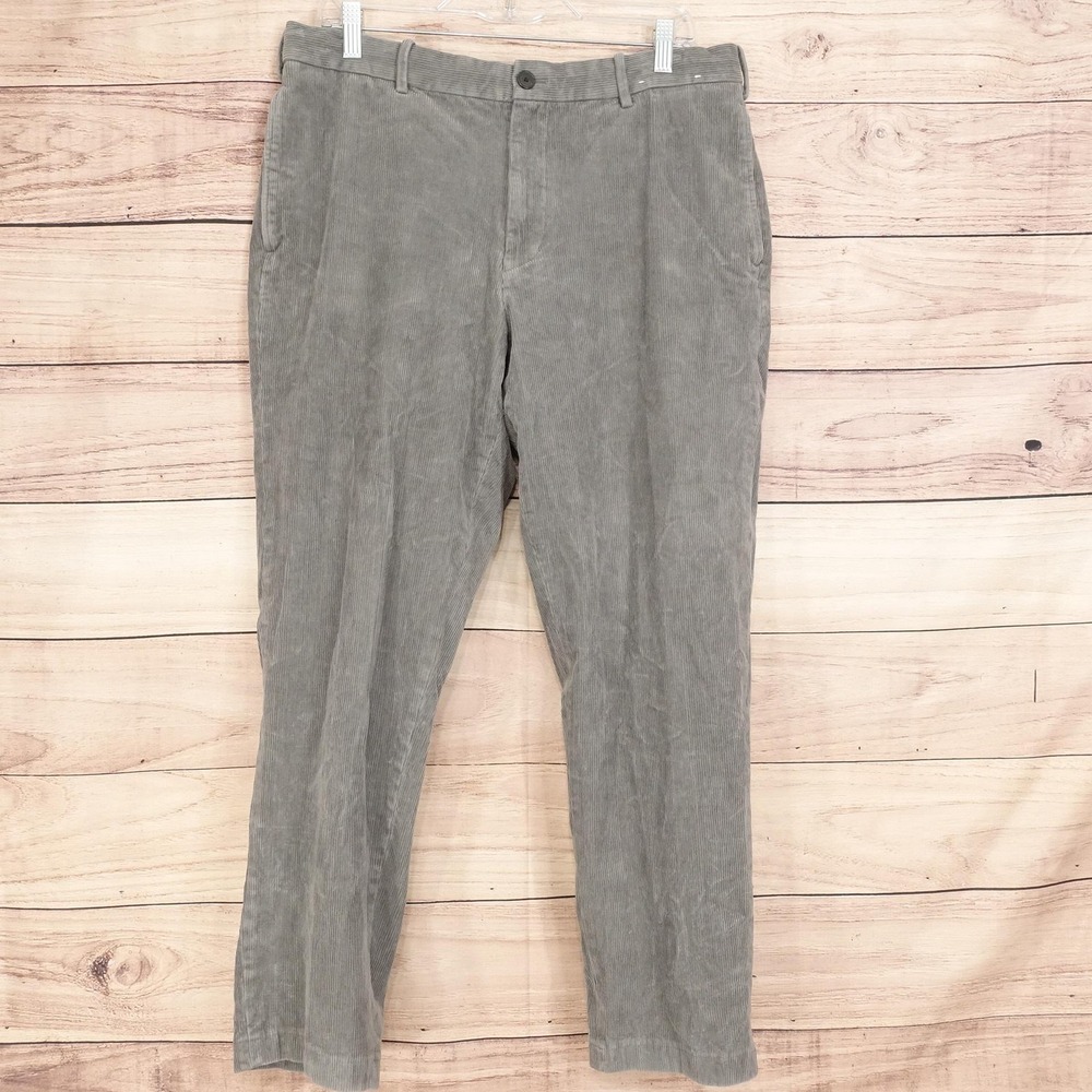 Uniqlo Chino Pants Mens L 34x28 Gray Corduroy Drawstring Tapered Stretch Casual